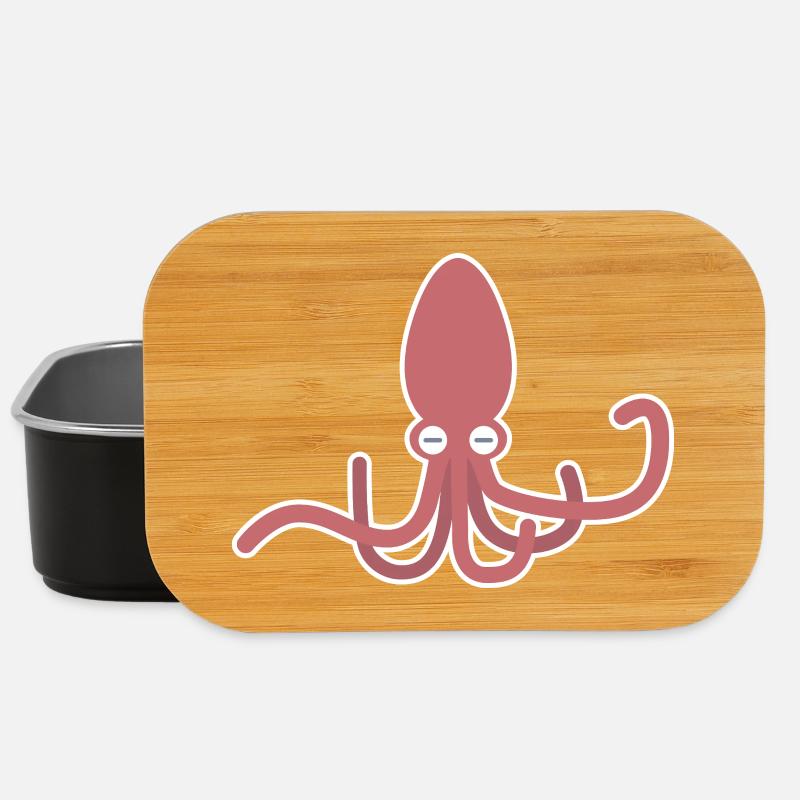Calmar rose – motif de pieuvre de dessin animé kawaii - Boîte à goûter - noir