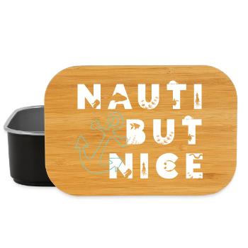 Nauti mais gentil – Cadeau de jeux de mots à la voile - Boîte à goûter - noir - Devant