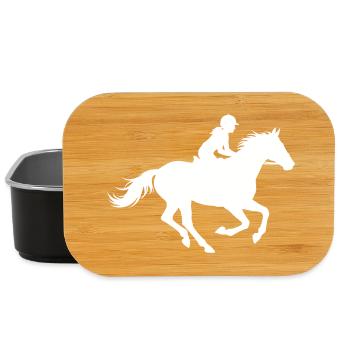 Rider Horse Silhouette Gallop Love White - Lunch Box - black - Front