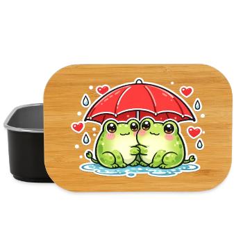 Grenouille câline avec parapluie rouge - Boîte à goûter - noir - Devant