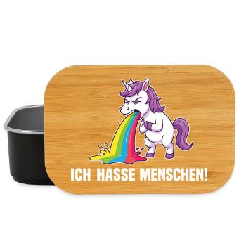 Licorne drôle Je déteste les gens Arc-en-ciel - Boîte à goûter - noir - Devant