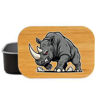 Rhinoceros Powerful Anger Wild Animal Logo - Lunch Box - black - Front