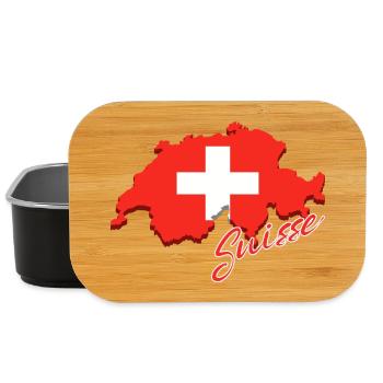 Map with the flag of Switzerland, I love Switzerland - Lunch Box - black - Front