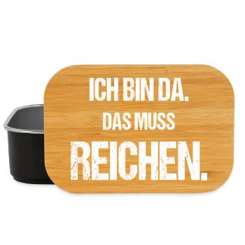 Ich bin da Das muss reichen Lustiger Spruch - Lunch Box - Schwarz - Vorne