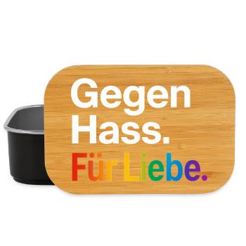 Regenbogen Liebe Statement Spruch Shirt CSD - Lunch Box - Schwarz - Vorne