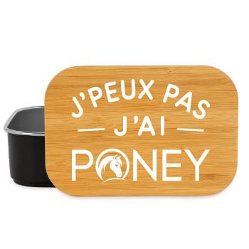 Poney Humour Cadeau Passionné d'Équitation - Boîte à goûter - noir - Devant