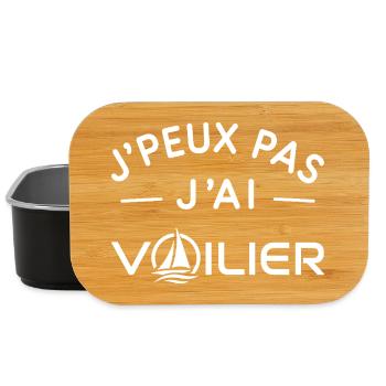 Voilier Humour Cadeau Passionné de Voile - Boîte à goûter - noir - Devant