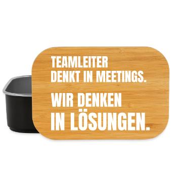 Teamleiter denkt in Meetings, Team denkt in Lösung - Lunch Box - Schwarz - Vorne