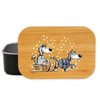 Huskies in the snow - Lunch Box - black - Front