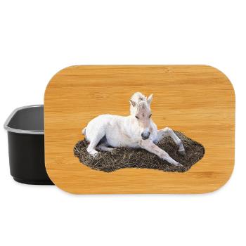 liegendes Fohlen im Stroh, tierbaby designs - Lunch Box - Schwarz - Vorne