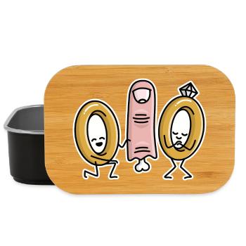 Funny Marriage Proposal Wedding Rings Ring Finger Engagement - Lunch Box - black - Front