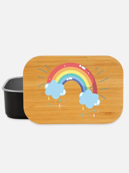 Pastel Rainbow Raincloud Arc - Lunch Box - black