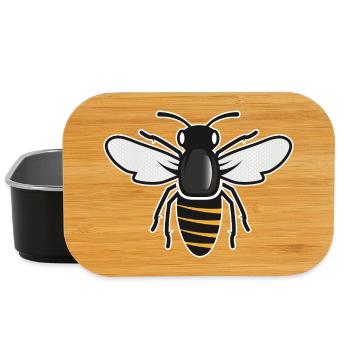 Stilisierte Biene - Insektenmotiv im Patch-Stil - Lunch Box - Schwarz - Vorne
