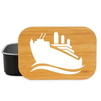 Silhouette de bateau de croisière mer minimaliste - Boîte à goûter - noir - Devant