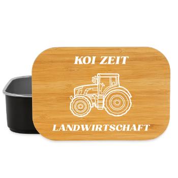 Koi Zeit Landwirtschaft - Traktor mit Spruch - Lunch Box - Schwarz - Vorne