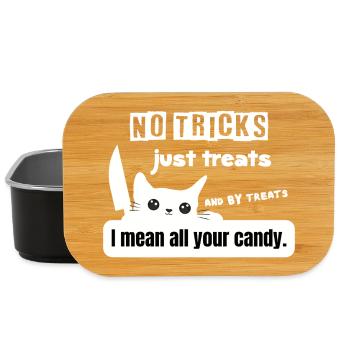 No Tricks Just Treats Cat Halloween - Lunch Box - black - Front