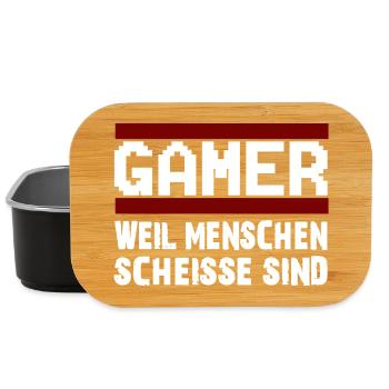 GAMER WEIL MENSCHEN SCHEISSE SIND Zocker Nerd - Lunch Box - Schwarz - Vorne