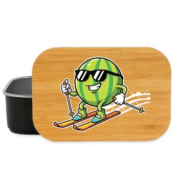 Pastèque sur des skis avec des lunettes de soleil - Boîte à goûter - noir - Devant
