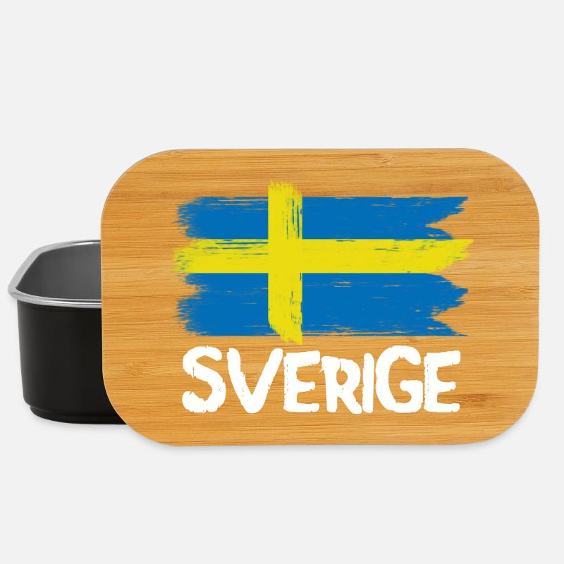 Sverige Cool Swedish Flag Vintage Flag - - Lunch Box - black