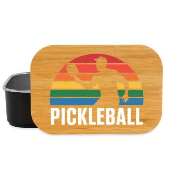 Pickleball Sunset Silhouette - Lunch Box - black - Front