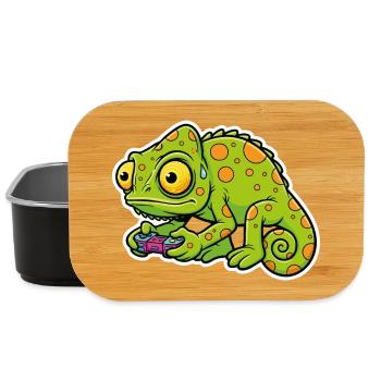 Chameleon Gamer Controller Videospiel-Maskottchen - Lunch Box - Schwarz - Vorne
