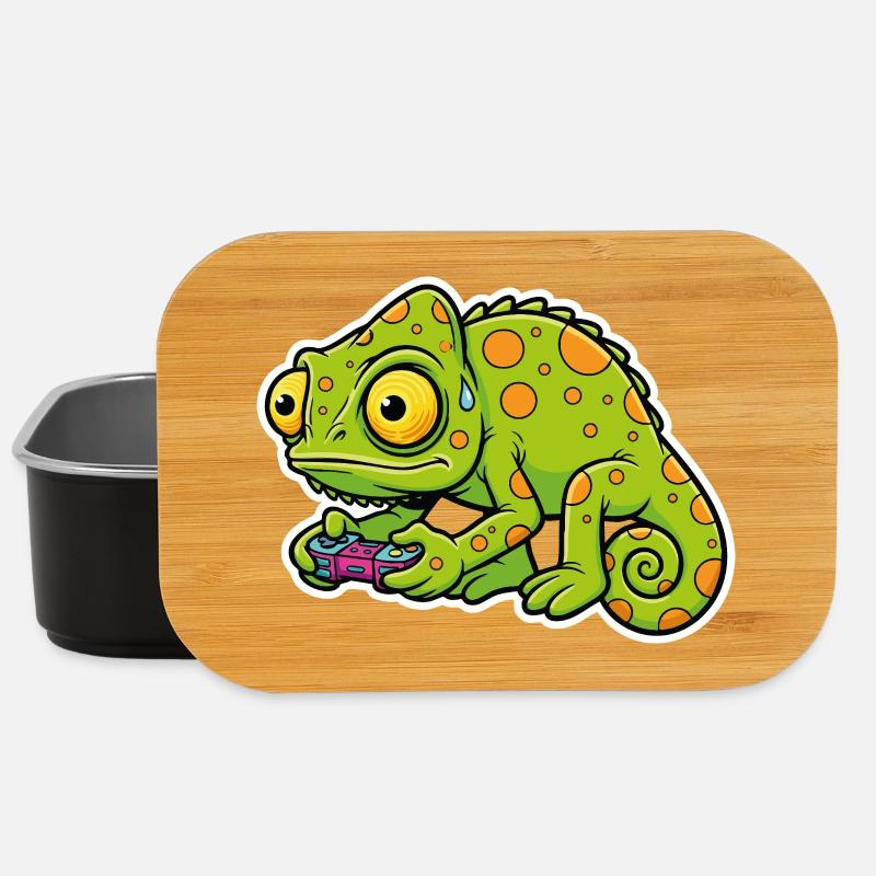 Chameleon Gamer Controller Videospiel-Maskottchen - Lunch Box - Schwarz