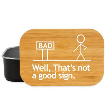 Mauvais Signe Jeu de mots : Pas un bon signe - Boîte à goûter - noir - Devant