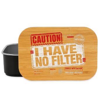 Caution I Have No Filter Sarcasm Irony Humor - Lunch Box - black - Front