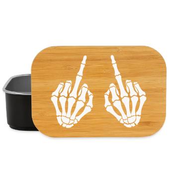 skull-hand_mittelfinger_2 - Lunch Box - Schwarz - Vorne