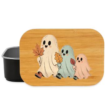 T-shirt d’automne de la famille des fantômes mignons Halloween - Boîte à goûter - noir - Devant