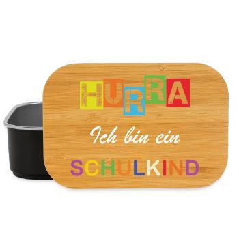 Hurra ich bin ein Schulkind Einschulung Schule - Lunch Box - Schwarz - Vorne