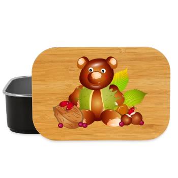 zauberhafter Teddybär aus Kastanien mit Nüsse - Lunch Box - Schwarz - Vorne
