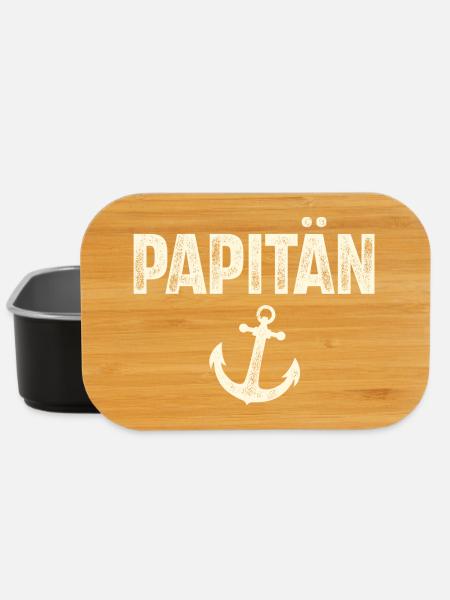 Papitän Kapitän Papa Vater Vatertag Segeln - Lunch Box - Schwarz