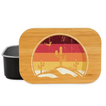 Wüste Sonnenuntergang Kakteen Kreis - Lunch Box - Schwarz - Vorne