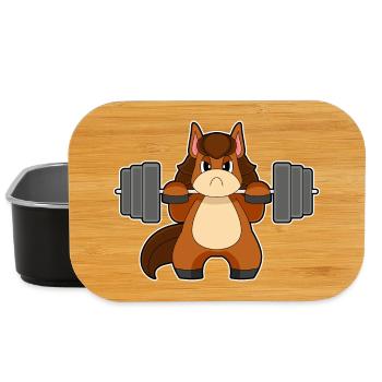 Pferd Bodybuilder Langhantel Bodybuilding - Lunch Box - Schwarz - Vorne