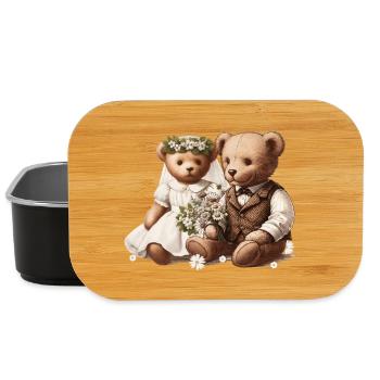 Vintage Wedding: Teddy Bear Newlyweds Vintage Style - Lunch Box - black - Front