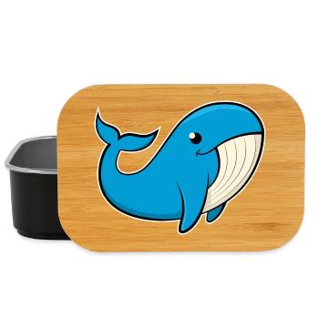 Cheerful image of a blue whale - Lunch Box - black - Front