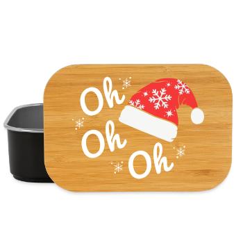 Bonnet de Noël avec Flocons, Texte Joyeux oh oh oh - Boîte à goûter - noir - Devant