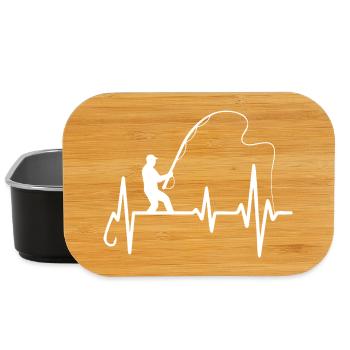 Fisherman Heartbeat Art Design - Lunch Box - black - Front