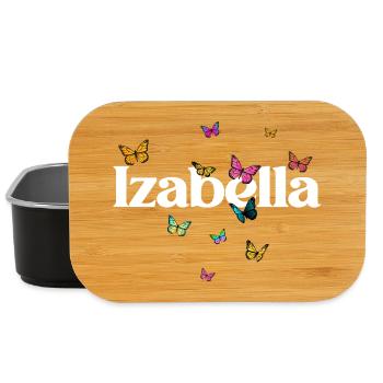 Beau prénom de fille avec des papillons IZABELLA - Boîte à goûter - noir - Devant