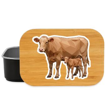 Vache et veau – L’art polygonal dans le style moderne - Boîte à goûter - noir - Devant