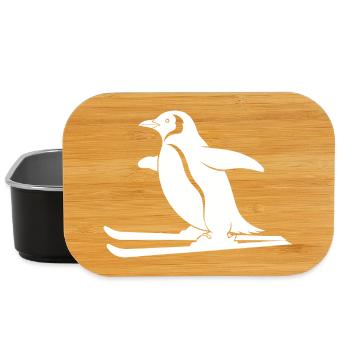 Minimalistischer Pinguin Skifahrer Winter Sport - Lunch Box - Schwarz - Vorne