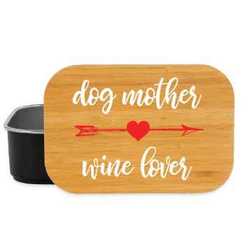 Dog Mother Wine Lover Hunde T-Shirt - Lunch Box - Schwarz - Vorne