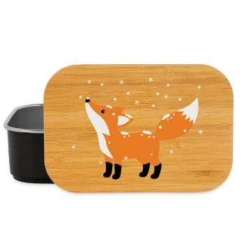 Cute fox in winter minimalist style - Lunch Box - black - Front