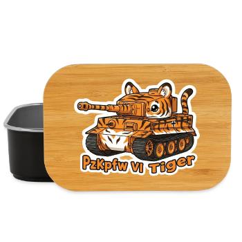 Cute Tiger Tank – Funny PzKpfw VI Tiger Cartoon St - Lunch Box - black - Front