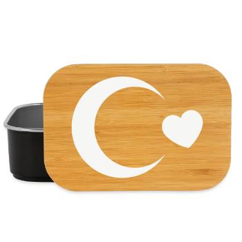 Turkey Flag Crescent Moon Heart (I Love Turkey, White) - Lunch Box - black - Front