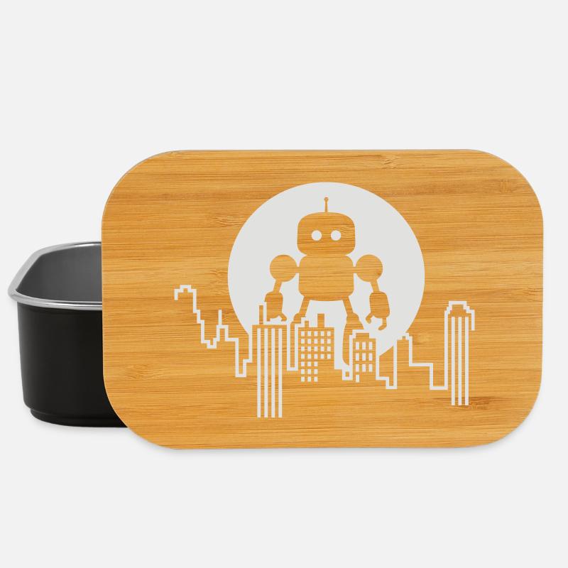 Robot City Skyline - Lunch Box - black