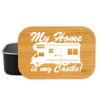 Wohnmobil,Camping,Fun Shirt,My Home is...(25) - Lunch Box - Schwarz - Vorne