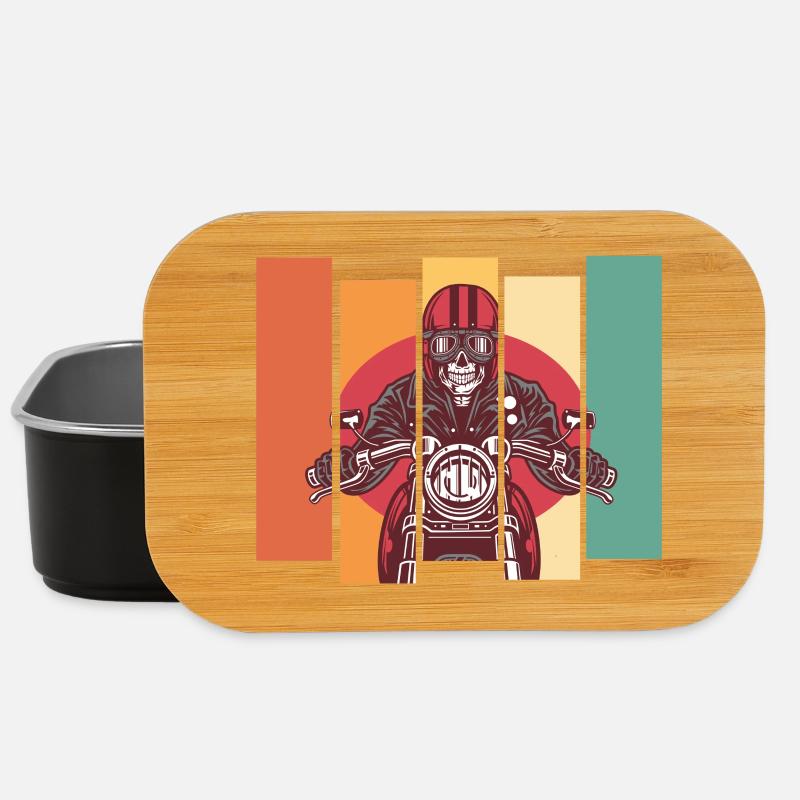 Motorrad Vintage Skull - Lunch Box - Schwarz
