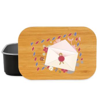 floral envelope with flowers and airmail border - Lunch Box - black - Front